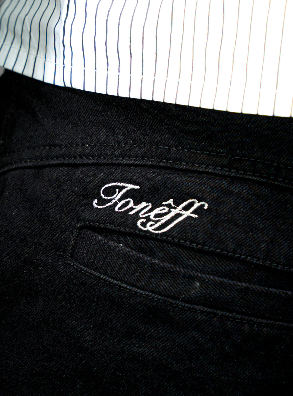 Jet Black Pleated Jeans