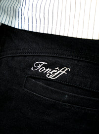 Jet Black Pleated Jeans