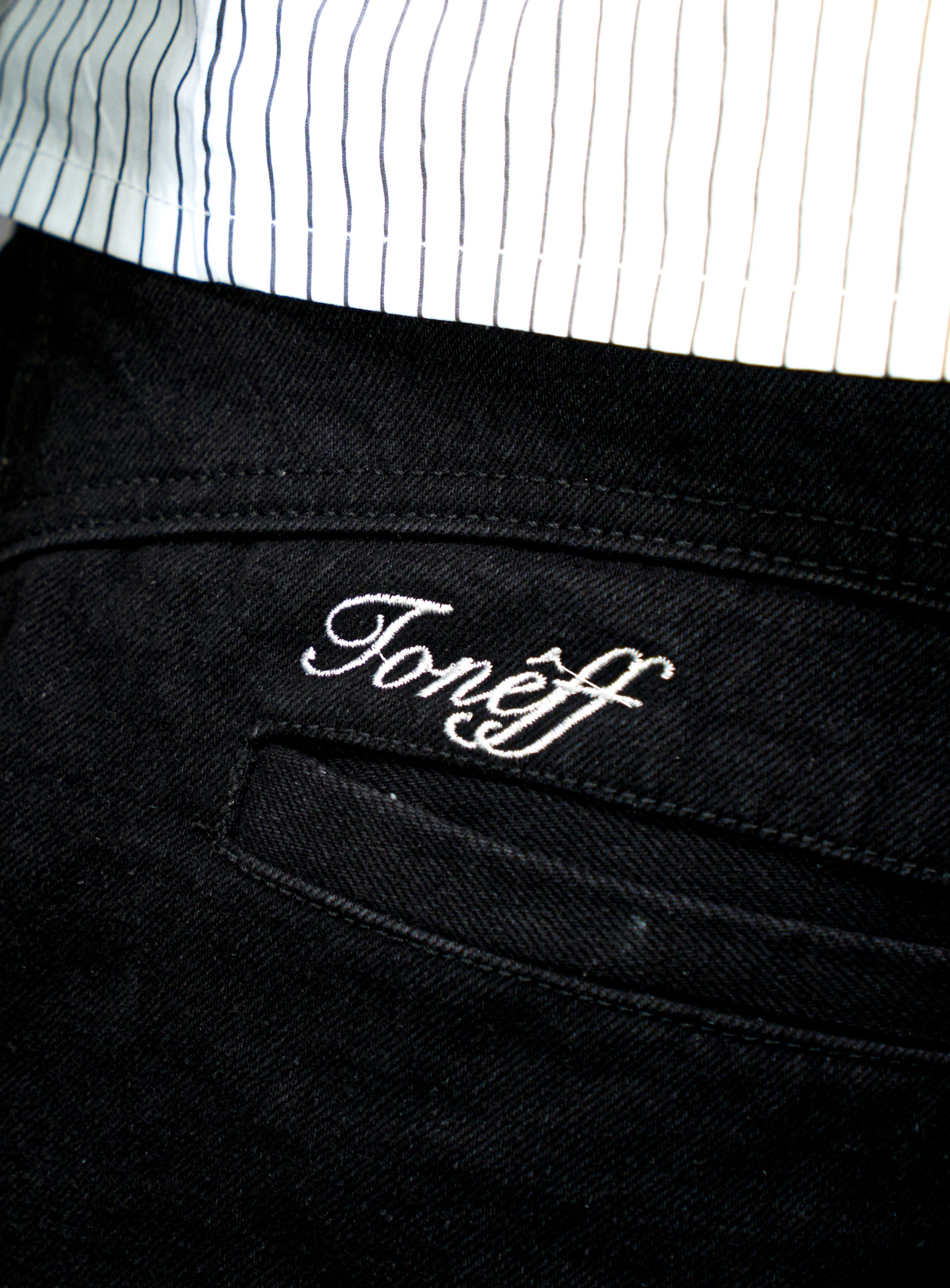 Jet Black Pleated Jeans