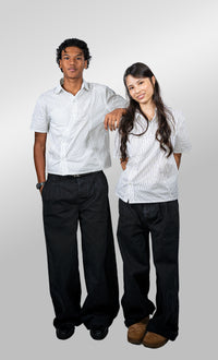 Jet Black Pleated Jeans