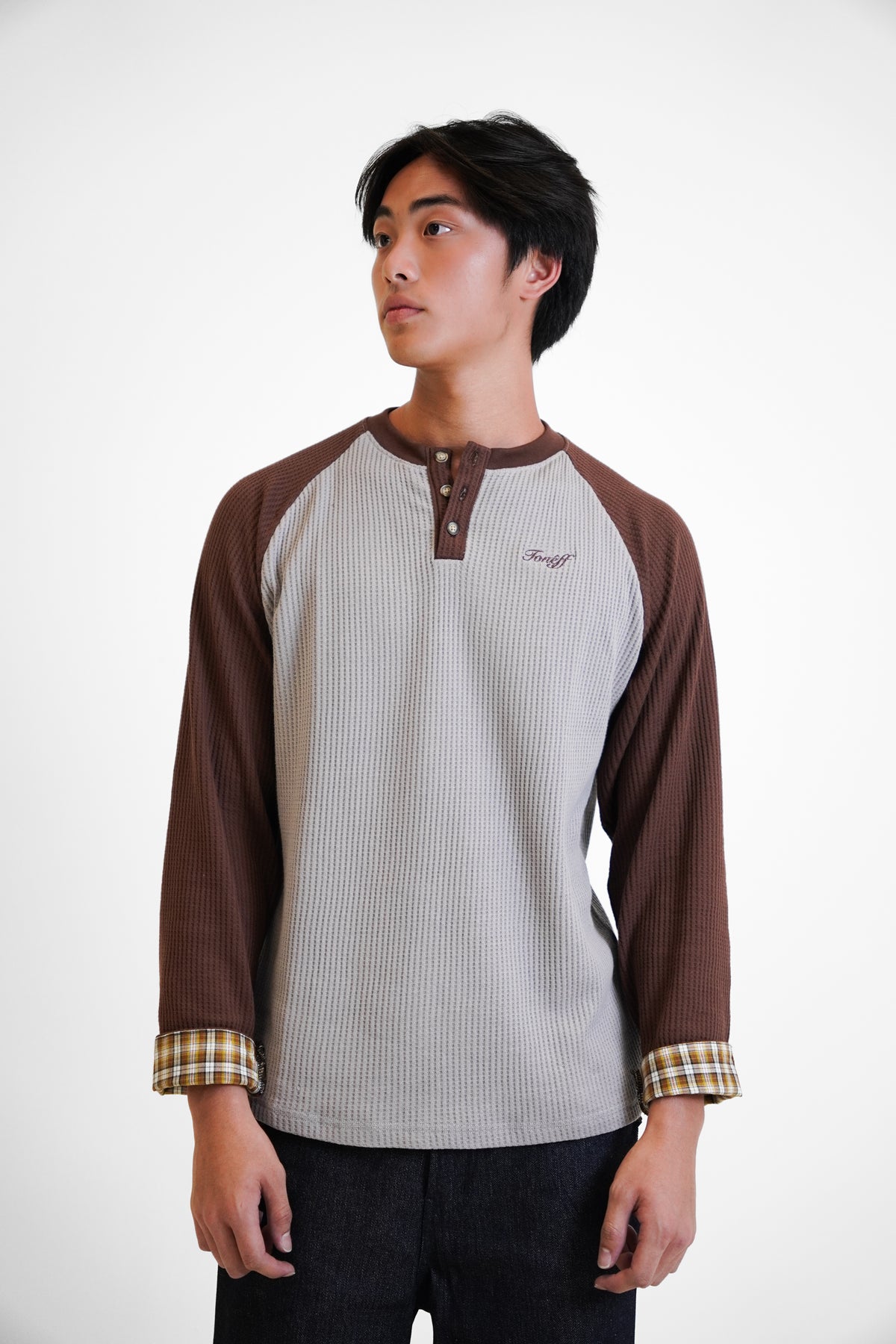 Brown Plaid Henley