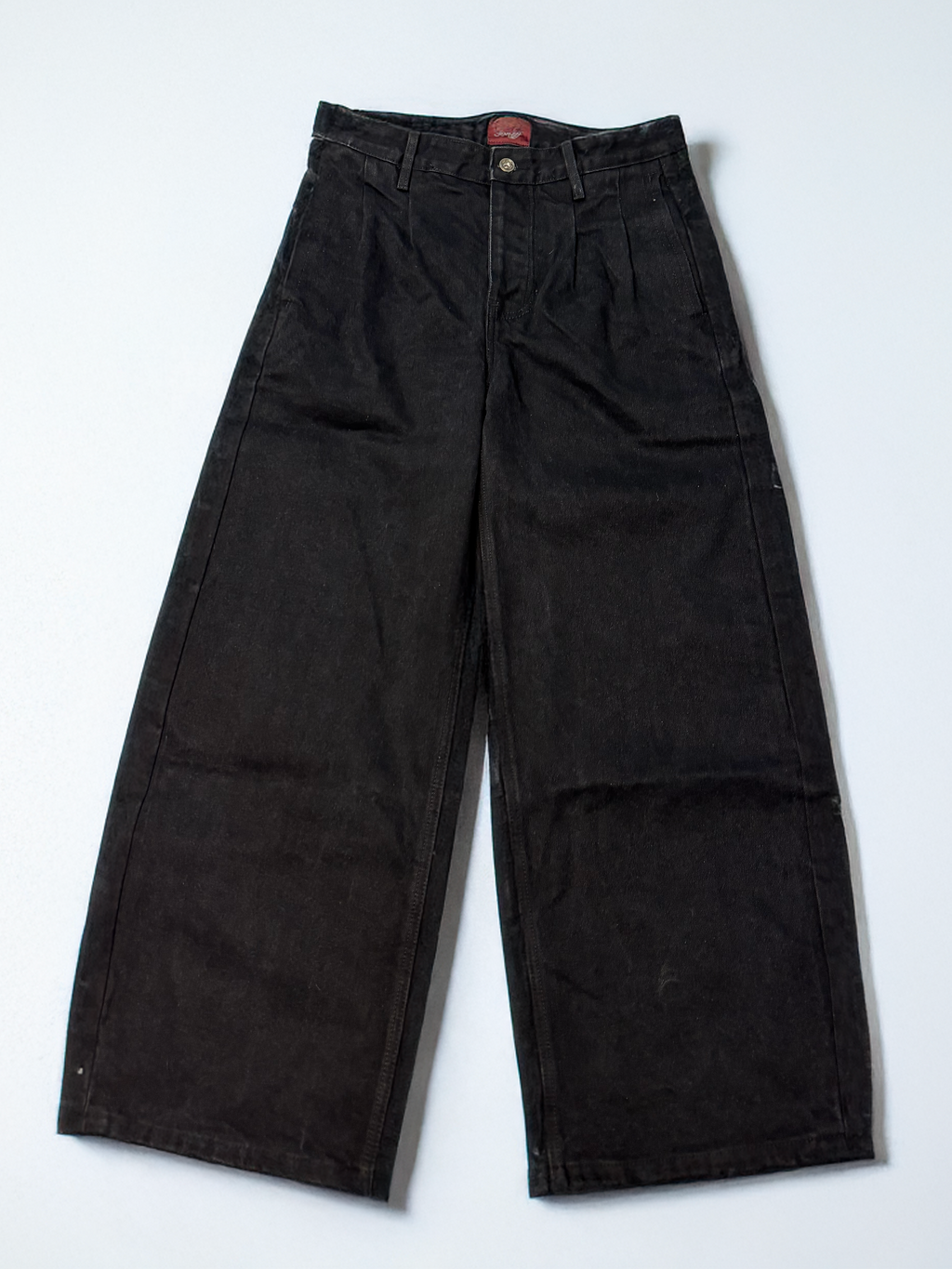 Jet Black Pleated Jeans