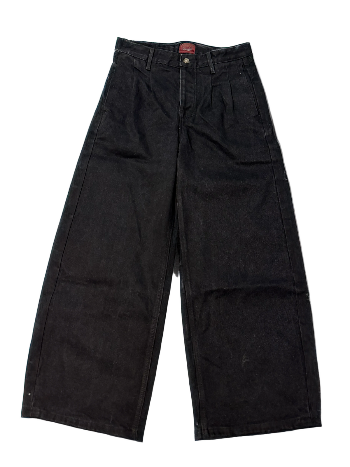 Jet Black Pleated Jeans