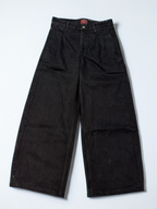 Jet Black Pleated Jeans