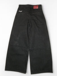 Jet Black Pleated Jeans