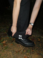 Jet Black Pleated Jeans